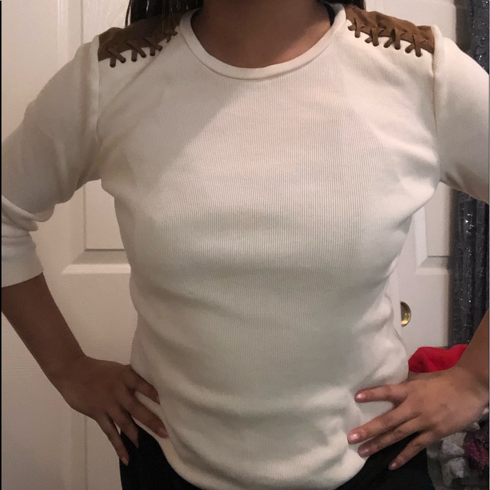 Cream ralph lauren quarter length long sleeve